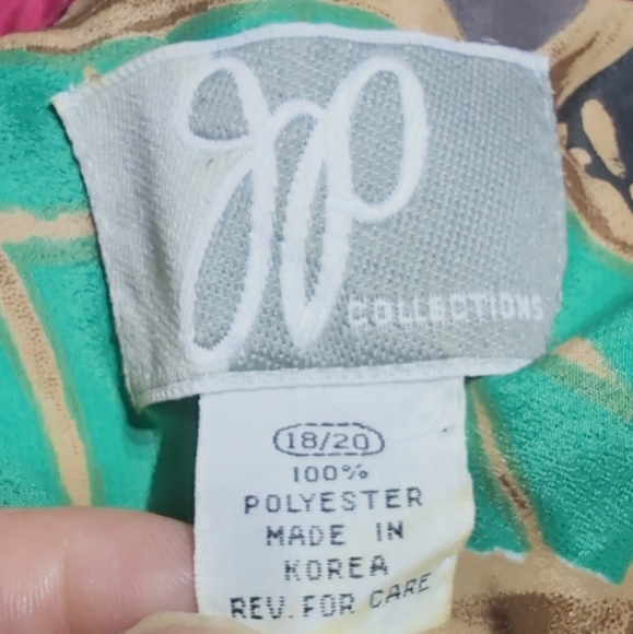 JP Collection 18/20 Vibrant Geometric Leaf Patterned Women's Shirt Vintage - Picture 5 of 5